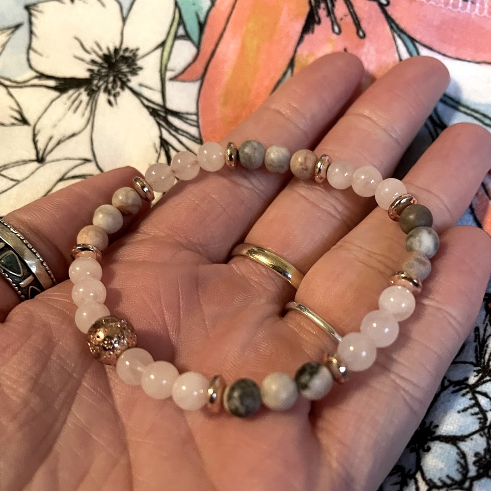 Rose quartz and rhodochrosite bracelet